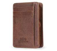 Otto Angelino Slim Portefeuille de Carte en Cuir véritable pour Les Hommes - Plusieurs emplacements pour Licence de crédit, débit, Blocage des Signaux RFID (Marron)