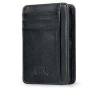 Otto Angelino Slim Portefeuille de Carte en Cuir véritable pour Les Hommes - Plusieurs emplacements pour Licence de crédit, débit, Blocage des Signaux RFID (Noir)