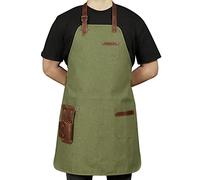 Otto Angelino Tablier de Cuisine en Cuir véritable et Toile avec Poches à Outils (Vert, Adulte)