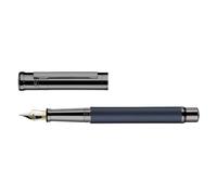 Otto Hutt Design 04 018-11629 Stylo-plume bleu, avec corps laqué mat, ferrures et douilles de capuchon en laiton satiné, revêtement supplémentaire en ruthénium, plume en acier Taille M