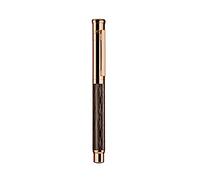 Otto Hutt Design 04 068-16450 Stylo plume noir avec corps en or rose et guilloché en vague, capuchon et ferrures recouverts d'or rose brillant, plume en acier, calibre B