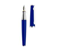 Otto Hutt Design 06 028-11761 Stylo-plume brillant bleu classique, avec corps en aluminium, capuchon et ferrures revêtues de platine, plume en acier calibre F