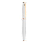 Otto Hutt Design 06 038-16506 Stylo plume blanc avec corps en aluminium plein et capuchon et ferrures plaquées or rose, plume en acier