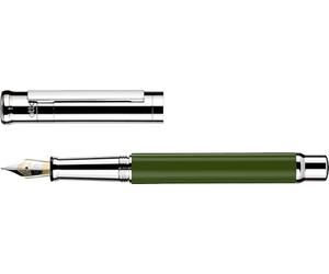Otto Hutt design04 954243 Stylo-plume avec tige olive brillante et éléments en platine, épaisseur de la plume : large en acier, longueur : 13,2 cm et poids de 38,7 g