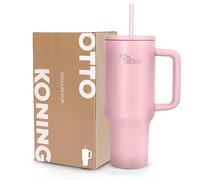 Otto Koning Mug Isotherme avec Paille et Poignée 1,2L (40oz) - Gourde Acier Inoxydable Double Paroi - Garde Froid 16h / Chaud 12h - Tasse Voyage Voiture & Bureau Sans BPA, Étanche et Durable