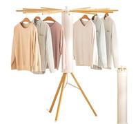 OTTO Séchoir à Linge Pliable Intérieur Extérieur Étendoir Parapluie Design Bois 16 Bras, Trépied Renforcé, Compact & Robuste Ultra Stable, Séchage Grande Capacité, Gain de Place