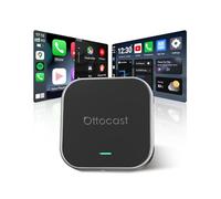 OTTOCAST E2 AI Boîtier, 2026 Améliorée 3-en-1 Adaptateur sans Fil CarPlay et Android Auto, Android 13 Multimédia Vidéo avec Netflix Youtube, 4+64 Go, Téléchargez Toute Application, Mise à Jour OTA