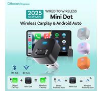 Ottocast Mini 2 adaptateur Carplay sans fil Android Auto sans fil Wi-Fi6 BT5.4 double canal Plug & Play commutateur automatique 2 téléphones dongle DIY 4 color styles