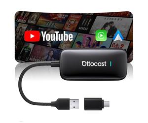 OTTOCAST Play2Video Ultra 2026 AI Box, Adaptateur CarPlay sans Fil Android Auto, Netflix Youtube Prime Video, WiFi 6, 4GB+32GB Plug & Play pour Véhicules équipés de CarPlay Filaire à Partir de 2016