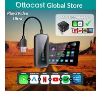 Ottocast Play2Video Ultra Mini Dot WiFi6 AI Box Adaptateur Carplay Lecteur multimédia Android Auto YouTube Netflix Installation d'applications pour Audi With Remote Control