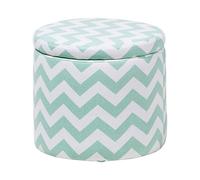 Ottoman 30 x 35 cm avec Rangement en Coton Bleu et Blanc Motif Zigzag Rétro Tuni
