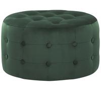 Ottoman 30 x 55 cm Rond Chesterfield en Velours Vert Foncé Rembourré Chic Tampa