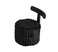 Ottoman avec Roues, Tabouret de vanité avec Petit Dossier, 35 * 47 cm Ottomans Ronds, Petit Repos Moderne à Pied rembourré pour Maquillage, Chambre à Coucher, Salon Black