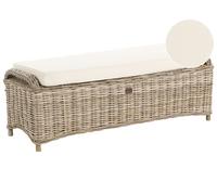 Ottoman Boho 2 Places Jardin Intérieur Extérieur 140 cm Rotin Naturel avec Couss