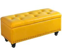 Ottoman de rangement rectangulaire, banc à chaussures à changer, coussin en cuir PU, tabouret de chambre à coucher, tabouret à rivets, décoration de roulement, poids 300 kg, laiteux (taille : 40 x 40