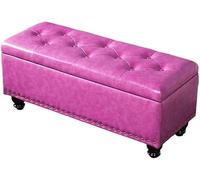 Ottoman de rangement rectangulaire, banc à chaussures à changer, coussin en cuir PU, tabouret de chambre à coucher, tabouret à rivets, décoration de roulement, poids 300 kg, laiteux (taille : 40 x 40