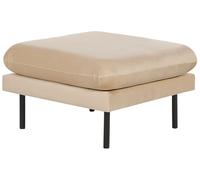 Ottoman en Velours Beige Contreplaqué Bois de Pin et Aluminium à Pieds Droits Vi