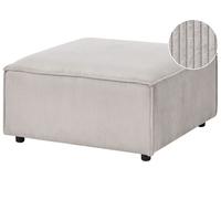 Ottoman en Velours Côtelé Rembourré Modulaire Tabouret Carré Pieds Noirs Taupe