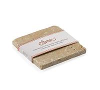 Ottoman Porte-savon carré en pierre naturelle de travertin 10 x 10 cm