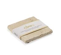 ottoman Porte-savon en travertin soudé - Pierre décorative - 10 x 10 cm - Pierre naturelle non traitée (claire)