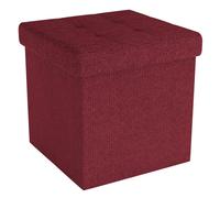 Intirilife Pouf Pliable 30x30x30 cm en Rouge Grenat - Siège en Cube avec Espace de Rangement et Housse en Tissu avec Creux - Siège en Cube Repose-Pieds Coffre de Rangement Pouf Coffre