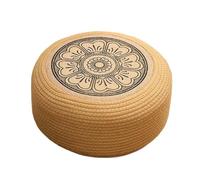Ottoman Rond en Rotin Tressé pour Extérieur avec Coussin Confortable