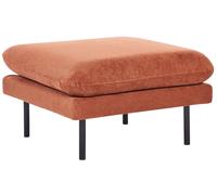 Ottoman Tabouret Carré en Tissu Chenille Marron Doré et Pieds en Métal Noirs