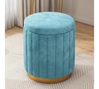 Ottomane avec rangement, tabouret de maquillage multifonction pour salon, chambre à coucher, vestiaire, design rond en velours
