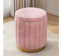 Ottomane avec rangement, tabouret de maquillage multifonction pour salon, chambre à coucher, vestiaire, design rond en velours