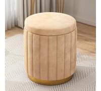 Ottomane avec rangement, tabouret de maquillage multifonction pour salon, chambre à coucher, vestiaire, design rond en velours