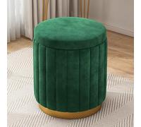 Ottomane avec rangement, tabouret de maquillage multifonction pour salon, chambre à coucher, vestiaire, design rond en velours