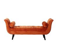 Ottomane capitonnée à boutons - Banc capitonné moderne pour chambre à coucher, salon, entrée - Tissu en velours, accoudoirs roulés, design confortable