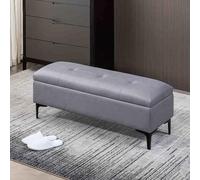 Ottomane de rangement en similicuir gris pour salon, chambre à coucher, repose-pieds avec rangement caché, 152,4 x 101,6 x 102,2 cm, solution de rangement élégante