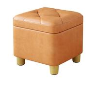 Ottomane de rangement multifonction en bois - Banc de rangement orange avec couvercle pour entrée, salon, chambre à coucher, supporte 300 kg, 32 x 32 x 23/27 cm