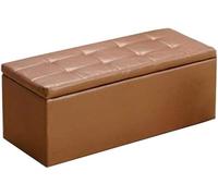 Ottomane de Rangement Pliable Rectangulaire Tufté PU Cuir Gain de Place pour Salon Chambre Bureau