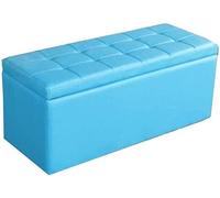 Ottomane de Rangement Pliable Rectangulaire Tufté PU Cuir Gain de Place pour Salon Chambre Bureau