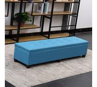 Ottomane de rangement rectangulaire avec serrure - Grande capacité - Protection de l'intimité - Pour chambre à coucher et salon - Bleu - Élégant et fonctionnel.