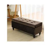 Ottomane de rangement rectangulaire en tissu rembourré marron de 100 cm avec couvercle à charnière pour la maison, solution de rangement élégante parfaite pour le salon et la chambre à coucher