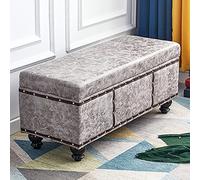 Ottomane de rangement rectangulaire moderne avec plateau relevable en cuir synthétique pour salon et chambre à coucher, gris clair, solution de rangement élégante, 8 compartiments