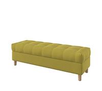 Ottomane de rangement rembourrée élégante de 140 cm de large - Design touffeté sans boutons en tissu doux hydrofuge avec pieds arrondis pour décoration de salon et de chambre à coucher, jaune foncé
