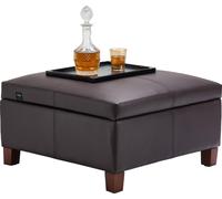 VEVOR Pouf de rangement carré en cuir table basse rembourrée salon marron foncé