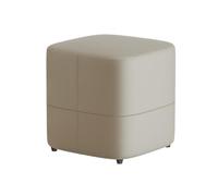 Ottomane,Entrée, Repose-Pieds Carré Moderne en Cuir PU avec Cadre Bois Massif Repose-Pieds de décoration(Beige)