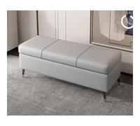 Ottomane extra long en similicuir avec rangement - Banc rectangulaire en cuir synthétique pour salon, entrée, lit, pieds gris - Un meuble polyvalent pour l'organisation et le style