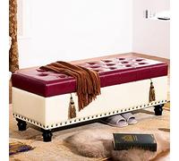 Ottomane moderne en simili cuir avec rangement multifonctionnel pour salon et chambre à coucher Crème/fuchsia 60 x 40 x 42 cm