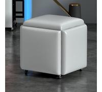 Ottomane multifonction 5 en 1 en cuir avec roulettes, siège cube portable pour salon, repose-pieds et chaise polyvalent, design peu encombrant, idéal pour un usage domestique