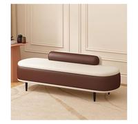 Ottomane rectangulaire rembourrée marron pour chambre à coucher et salon, repose-pieds extra long, pieds en métal, élégant banc d'entrée 100 cm, décoration d'intérieur polyvalente
