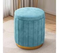Ottomane ronde élégante en velours avec siège en éponge, repose-pieds de rangement polyvalent pour chambre à coucher, salon et bureau - Décoration d'intérieur tendance