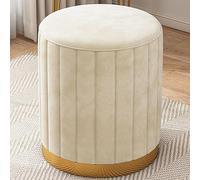Ottomane ronde en velours avec couvercle amovible - Ottomane de rangement moderne pour salon, chambre à coucher, salle de maquillage - Repose-pieds Ottomane de rangement