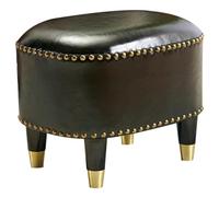 Ottomans Pouf Ottoman Repose-Pieds Ovale De Style Américain, Tabouret De Canapé Confortable en Cuir De Vache pour Salon, Tabouret De Repos, Aucune Installation Requise(Noir)