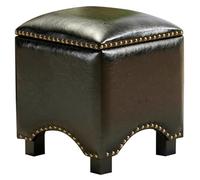 Ottomans Pouf Tabouret Chambre Cuir De Vache Carré De Style Américain Pouf Ottoman, Tabouret De Canapé Polyvalent pour Salon avec Espace De Rangement, Aucune Installation Requise(Noir)